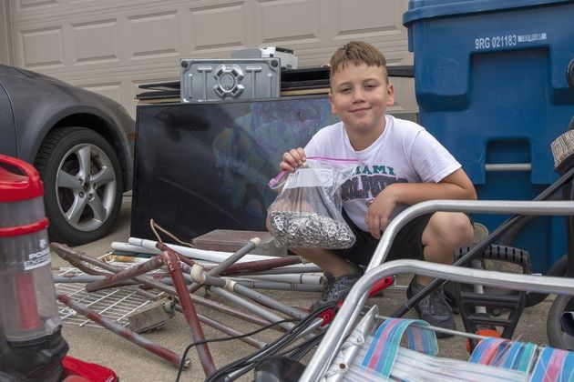 Third-grader Hunter-Michael uses donations from his scrap metal business for essential workers